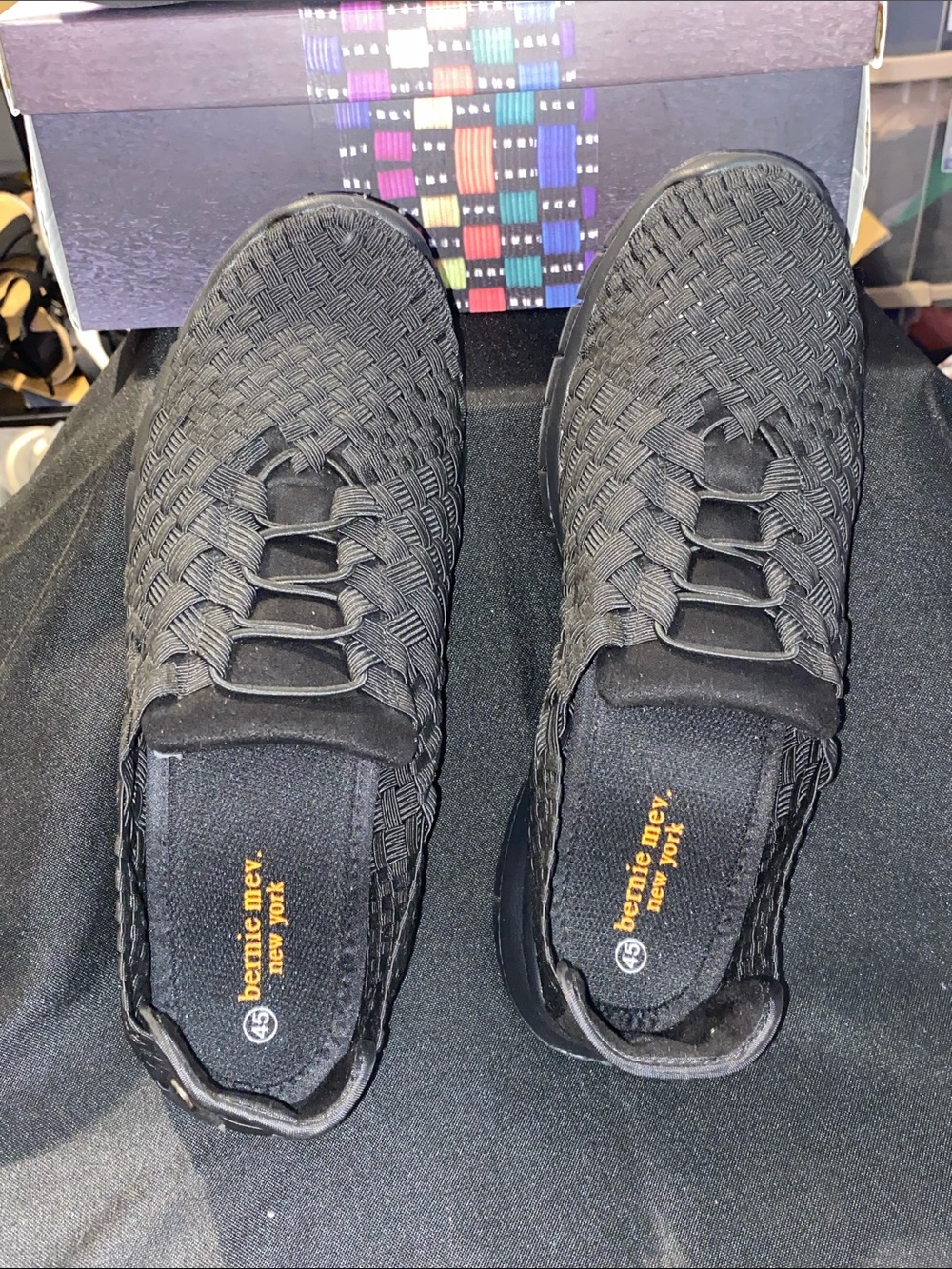 NEW BERNIE MEV. Victor UNISEX WOMENS SIZE 13.5-14 Mens 11.5-12 BLACK WOVEN SHOE